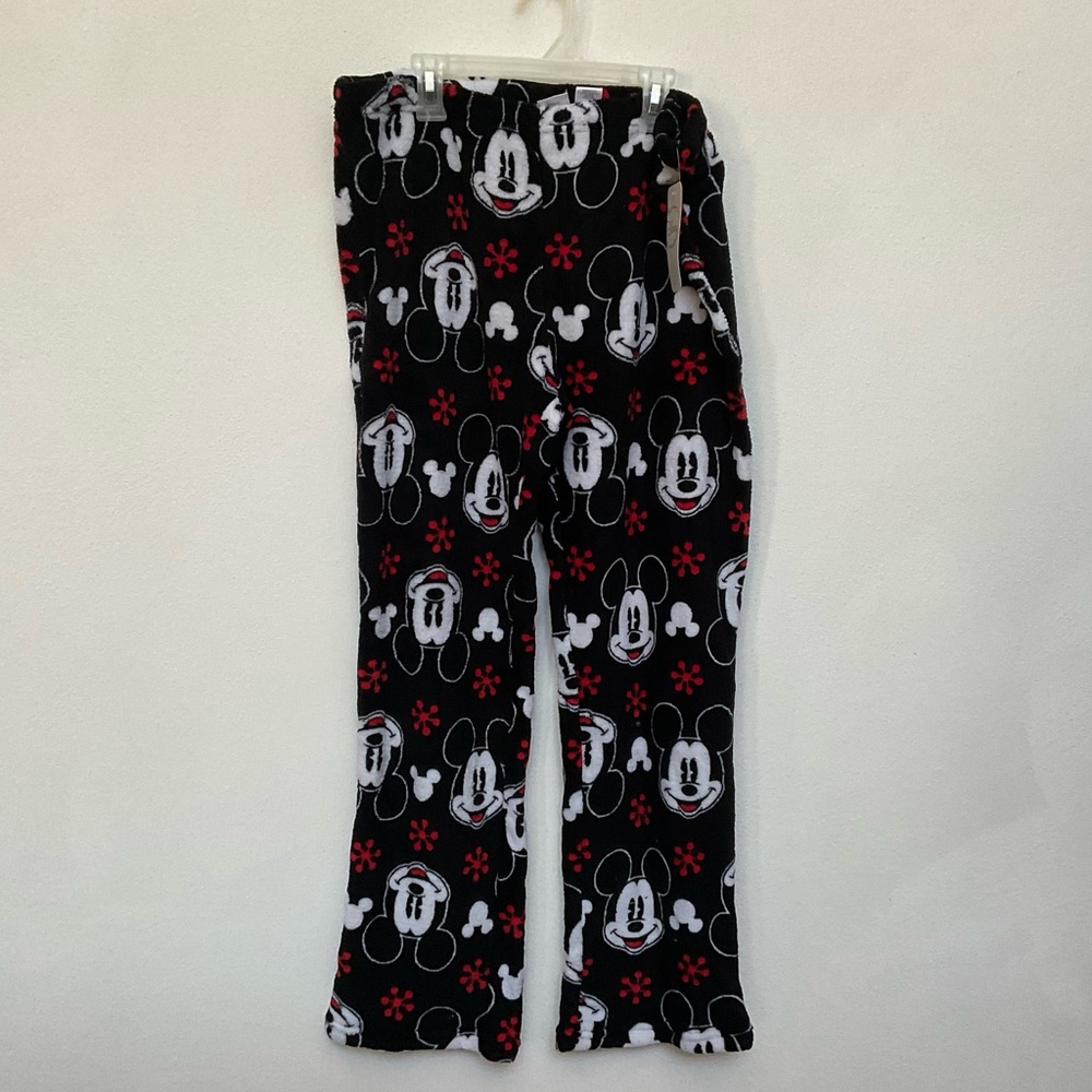 NWT Disney Black, Red Plush Fleece Mickey Mouse Pajama Pants Size Large Sleep